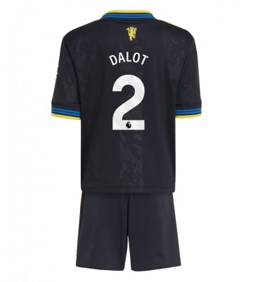 Manchester United Diogo Dalot #2 Tercera Equipación Niños 2025-26 Manga Corta (+ Pantalones cortos)